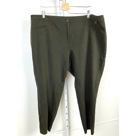 TALBOTS 24W Plus Dalton Pants Stretch Knit Slim Skinny Riding Knee Seams Green - Picture 1 of 9